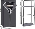 Dulap textil pentru haine Songmics, 75x45x160 cm, material netesut/metal, gri