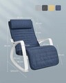 Scaun balansoar reglabil in 5 pozitii, Songmics, 67x121.5x84 cm, max 150 kg, lemn de mesteacan/textil cu aspect de in, albastru/alb