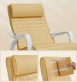 Scaun balansoar reglabil in 5 pozitii, Songmics, 67x121.5x84 cm, max 150 kg, lemn de mesteacan/policoton, galben pastel/alb