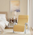 Scaun balansoar reglabil in 5 pozitii, Songmics, 67x121.5x84 cm, max 150 kg, lemn de mesteacan/policoton, galben pastel/alb