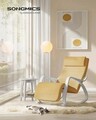 Scaun balansoar reglabil in 5 pozitii, Songmics, 67x121.5x84 cm, max 150 kg, lemn de mesteacan/policoton, galben pastel/alb