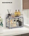 Organizator de bucatarie cu 2 cosuri glisante, Songmics, 36x21x25.5-31.5 cm, otel, argintiu