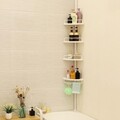 Etajera de colt extensibila pentru baie, Songmics, 85-305 cm, max 8 kg, plastic, alb