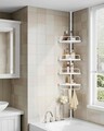 Etajera de colt extensibila pentru baie, Songmics, 85-305 cm, max 8 kg, plastic, alb