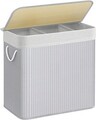 Cos de rufe cu 3 compartimente, Songmics, 60 x 40 x 61.5 cm, bambus, 150 L, bambus, gri