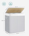 Cos de rufe cu 3 compartimente, Songmics, 60 x 40 x 61.5 cm, bambus, 150 L, bambus, gri