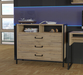 109.4x41.5x90.7 cm, Stejar;Negru