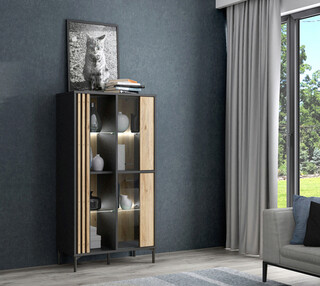 87x41.5x162.2 cm, Stejar;Negru