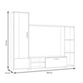 Set mobilier living 4 piese Raalte, Bedora, 220.4x41.3x177.5 cm, PAL/sticla/plastic, alb/gri deschis