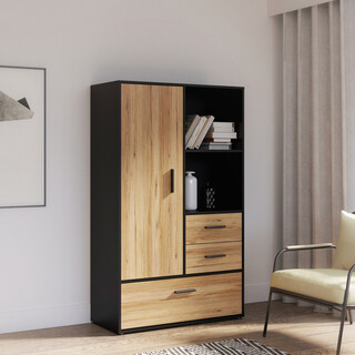 94.7x42x157.2 cm, Negru;Stejar