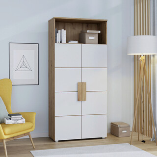 90.1x41.3x197 cm, Stejar;Alb