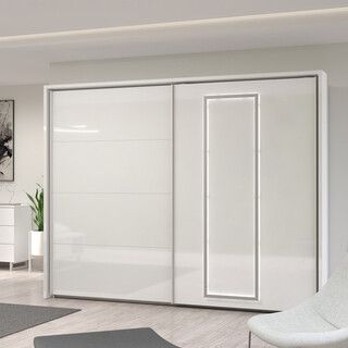 280.9x63.9x215.9 cm, Alb;Alb lucios