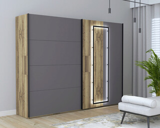 269.9x61.2x210.5 cm, Gri;Stejar