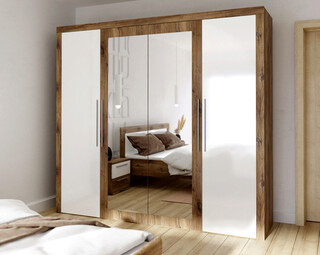 241.5x59x219.9 cm, Stejar;Alb lucios