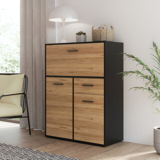 94.7x42x123.5 cm, Negru;Stejar