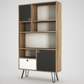 Biblioteca Karamel, Tera Home, 90x25x160 cm, gri/maro