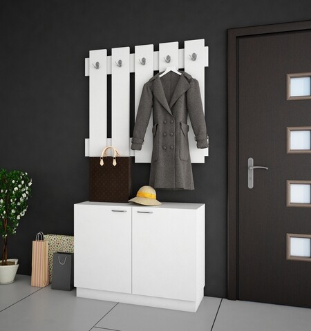 Cuier cu pantofar Garden, Mobelert, alb