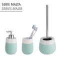 Suport pentru periute si pasta de dinti Malta, Wenko, 8x11 cm, ceramica, verde menta/alb
