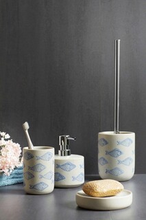 8x8x11 cm, Bej;Albastru, Suport periute