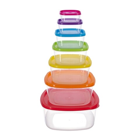 Set 7 caserole patrate Joy, Vanora, plastic, multicolor