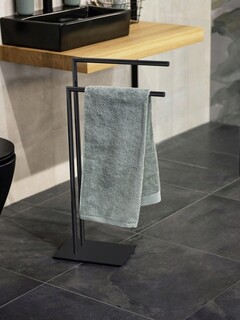 48x20x80.5 cm, Negru, Suport prosoape