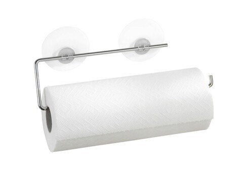 Suport rola servetele Static-Loc, Wenko, 30x8.5 cm, metal/PET, argintiu lucios