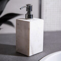 Dozator sapun lichid Nylla, Homla, 7.6x7.6x17.6 cm, marmura/lemn, alb