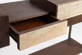 Consola Kibik, Bizzotto, 165x35x78 cm, lemn de mango/otel/piatra naturala, natural