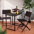 Set mobilier gradina/terasa 3 piese Nunav, Homla, 45x46x80 cm / 84x59x84 cm, metal/polipropilena, negru