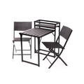 Set mobilier gradina/terasa 3 piese Nunav, Homla, 45x46x80 cm / 84x59x84 cm, metal/polipropilena, negru