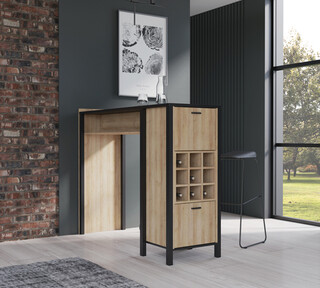 151x49.2x120.3 cm, Negru;Stejar