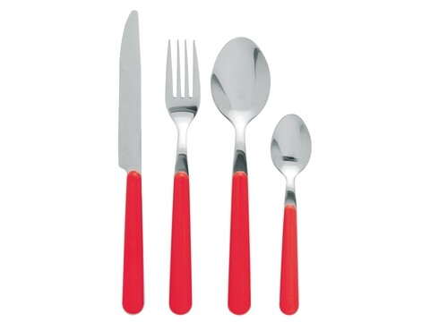 24 részes evőeszközkészlet, Jolly, Excelsa, rozsdamentes, piros