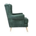 Fotoliu Fossby Faso, Homla, 86x85x108 cm, lemn/catifea din poliester, verde