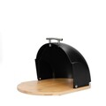 Cutie pentru paine Darvin, Homla, 37x26x22 cm, plastic/bambus, negru/natur