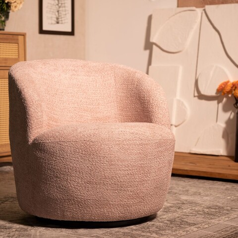 Fotoliu pivotant Svingen, Homla, 77x65.5x69 cm, MDF/poliester, roz