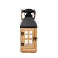 Felinar Burel, Homla, 12x12x31 cm, lemn/sticla, natur/negru