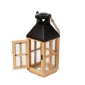 Felinar Burel, Homla, 12x12x31 cm, lemn/sticla, natur/negru
