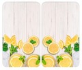 Set 2 protectii universale pentru aragaz Lemons, Wenko, 30x52x1.8-5.5 cm, sticla/PVC, multicolor