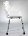 Scaunel pentru baie Secura, Wenko, 49x54x68.5-85.5 cm, aluminiu/plastic/cauciuc, alb/gri