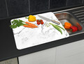 Protectie perete bucatarie Marble, Wenko, 56x50x0.5 cm, sticla/silicon, multicolor