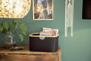 40x33x21.5 cm, Natur;Negru, Cos rufe