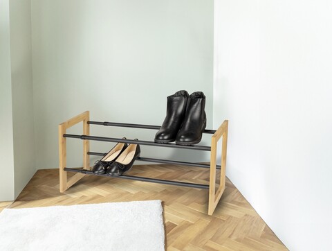 Pantofar extensibil Ecori, Wenko, 61.5-108.5x20x30 cm, bambus/metal, natur/negru