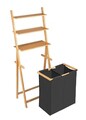 Cos pentru rufe Ecori, Wenko, 57.5x35x152 cm, bambus/poliester/polietilena, negru/natur
