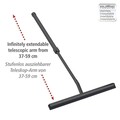 Racleta pentru baie cu maner telescopic Telescopic, Wenko, 26x3x37-59 cm, inox/cauciuc, negru