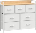 Comoda cu 7 sertare textile, Songmics, 98x28.5x85 cm, max 36 kg, otel/material nesetut, alb nor