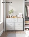 Comoda cu 7 sertare textile, Songmics, 98x28.5x85 cm, max 36 kg, otel/material nesetut, alb nor