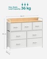 Comoda cu 7 sertare textile, Songmics, 98x28.5x85 cm, max 36 kg, otel/material nesetut, alb nor