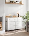 Comoda cu 7 sertare textile, Songmics, 98x28.5x85 cm, max 36 kg, otel/material nesetut, alb nor