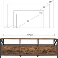 Comoda TV cu 3 sertare si compartimente, Vasagle, 147x40x50 cm, TV pana la 65 inch, otel/PAL, maro