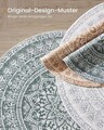 Covor antiderapant Songmics Boho, D120 cm, lavabil la masina, poliester, gri carbune